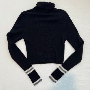 Zara Black Knit Cropped Turtleneck